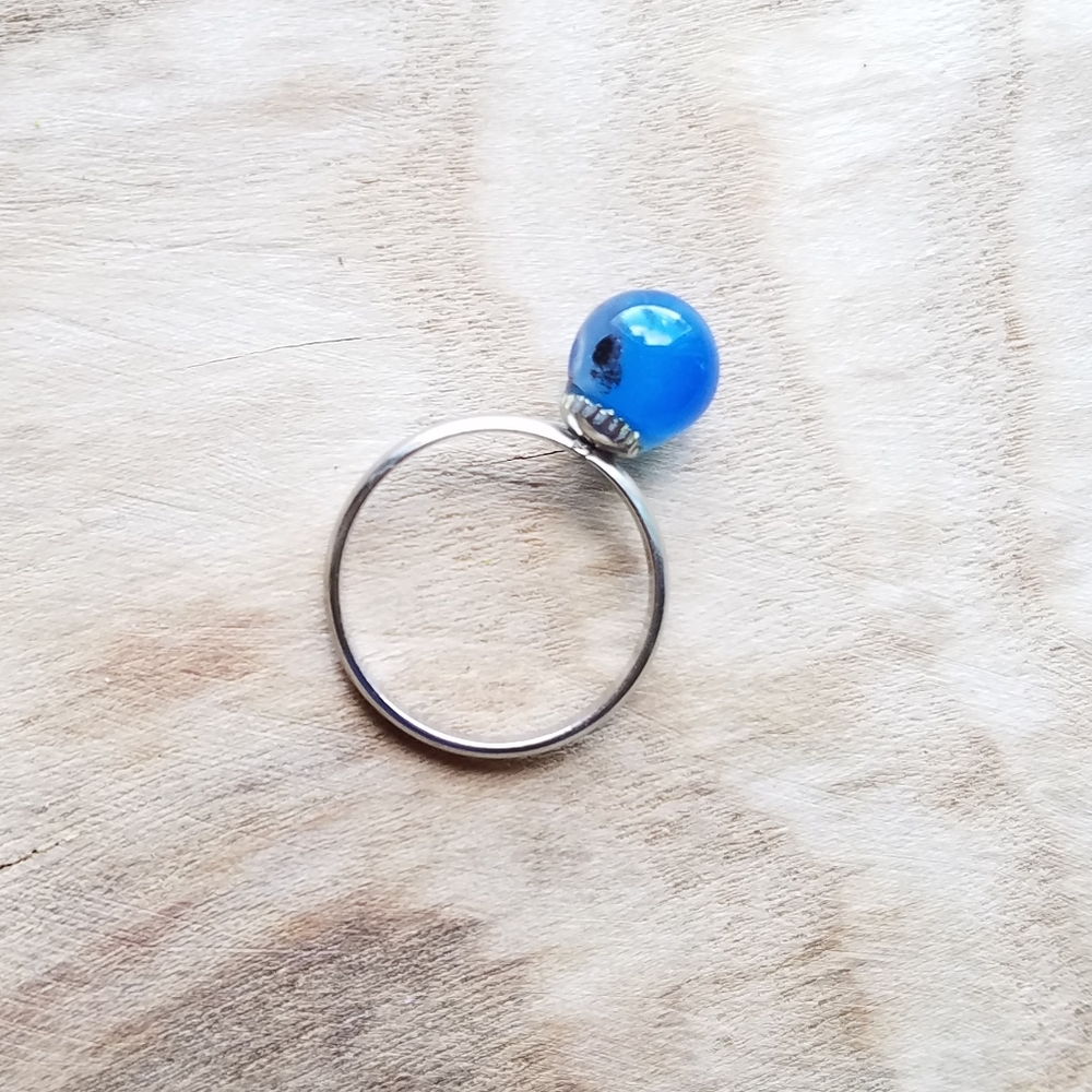 ❌3/$15 Vintage Blue Polished Stone Ring